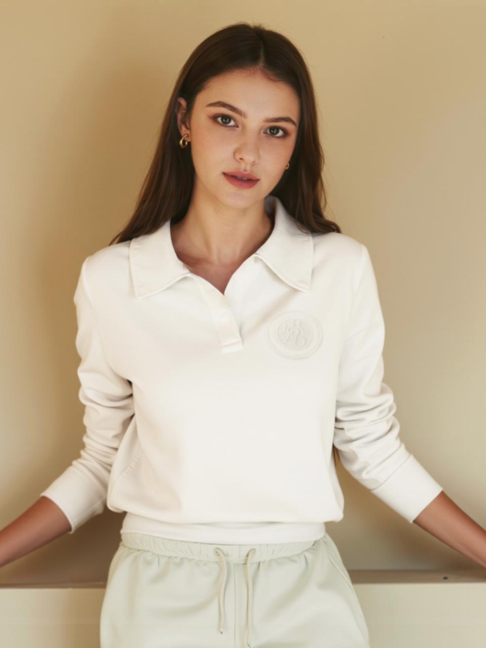 Road Roar Signature Collar Long Sleeve Knit White White/S