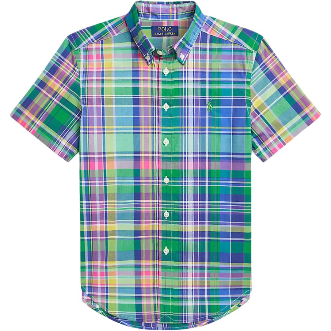 

Polo Ralph Lauren Повседневная рубашка Вышивка пони Клетчатая Однобортная Короткий рукав Детские рубашки 323891807-022 XL
