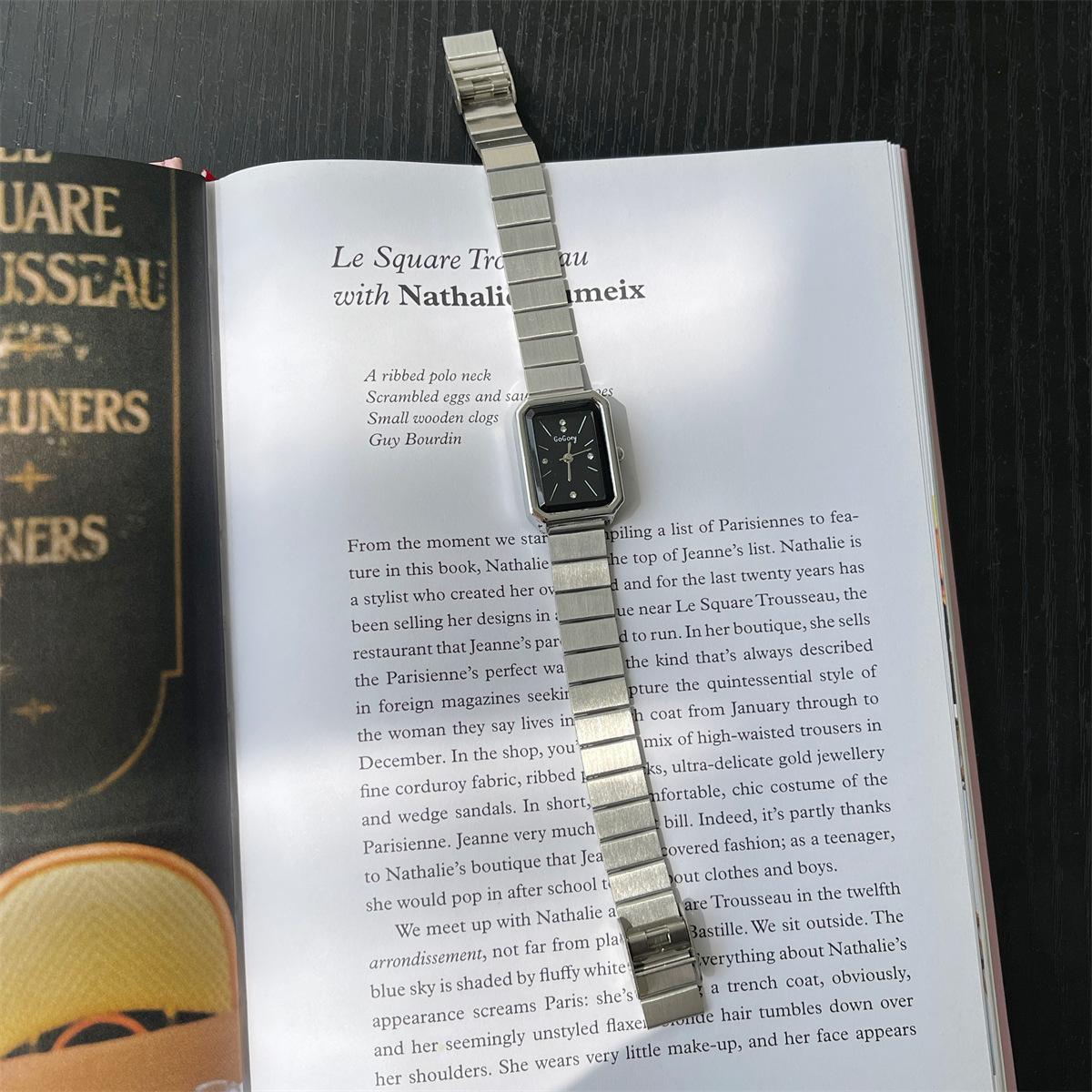 Small Rectangle Bamboo Band Simple Student Watch Women S Fashion Trend Fashion Women S Quartz Watch