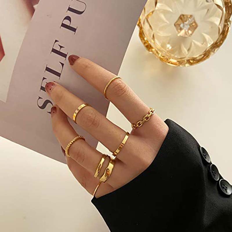 7Pcs/set Punk Finger Rings Black Rings Set Statement Korean Style Joint Ring For Women Gothic Fashion Jewelry 2026 Cool Vintage