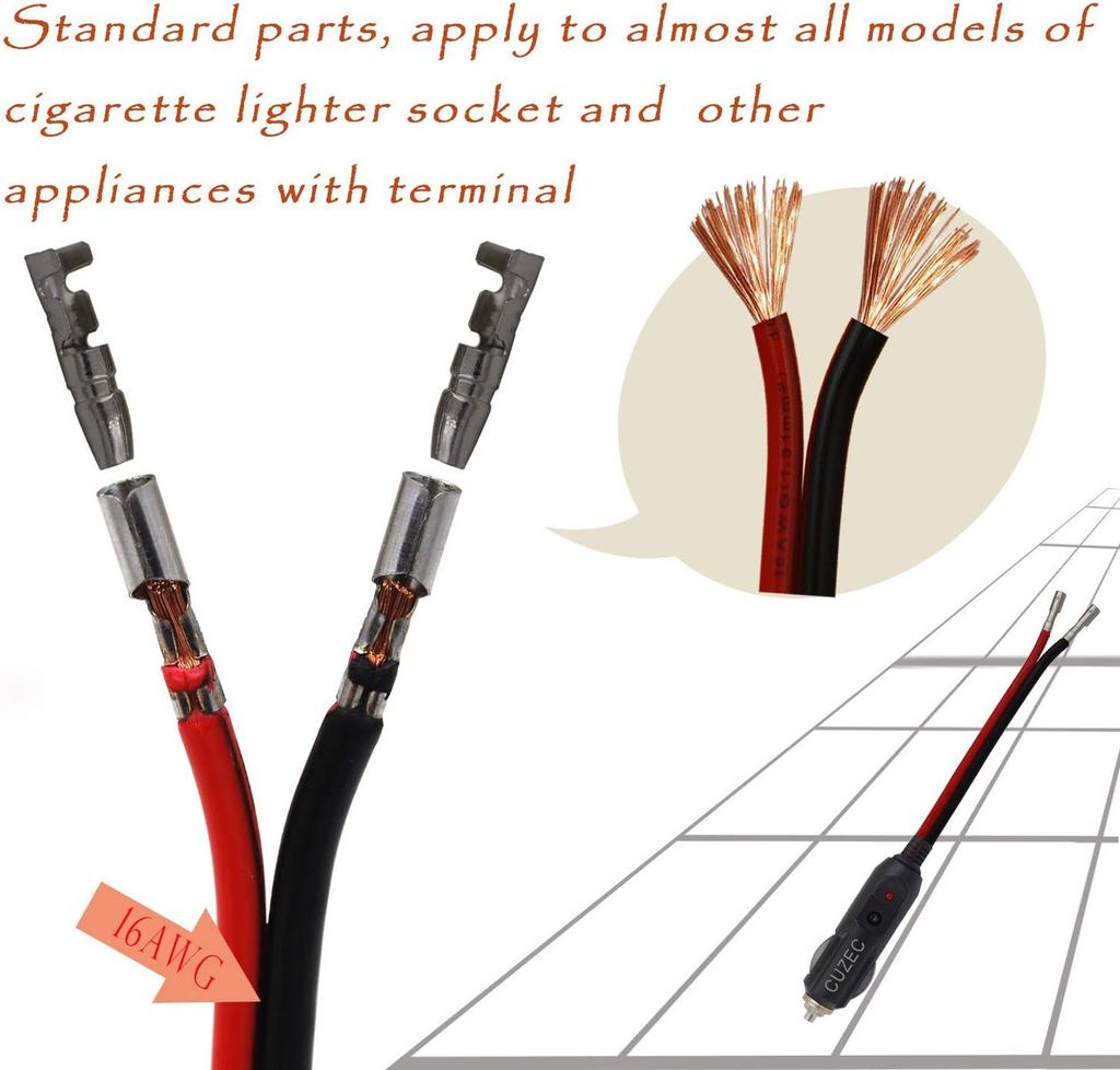 GTIWUNG 2 Pcs Car Cigarette Lighter for /24V Car Cigarette Lighter Extension Cable Cigarette