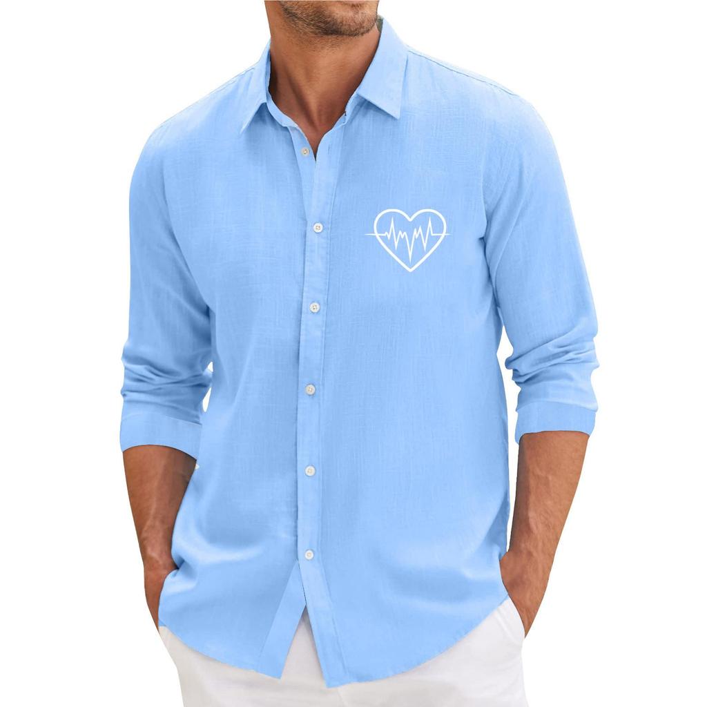 Lässiges, locker sitzendes Langarmhemd für Herren, modisches Revershemd