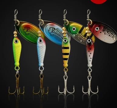 9g 7cm Esca da Pesca Spinnerbait Cucchiaino da Pesca in Metallo con Paletta Rotante e Amo Triplo per Attrezzatura da Pesca in Acqua Dolce