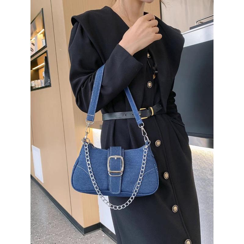 Premium Feeling Cowboy Canvas Bag Women 2025 New Hundred Chain Armpit Shoulder Bag