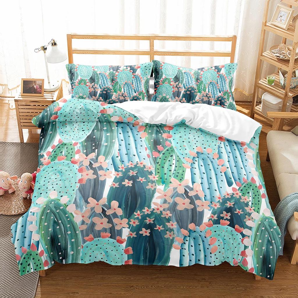 Cactus Duvet Cover Set Desert Plants Pattern Comforter Cover Double Single Size For Kids Teens Adults Bedding Set Quilt Cover
