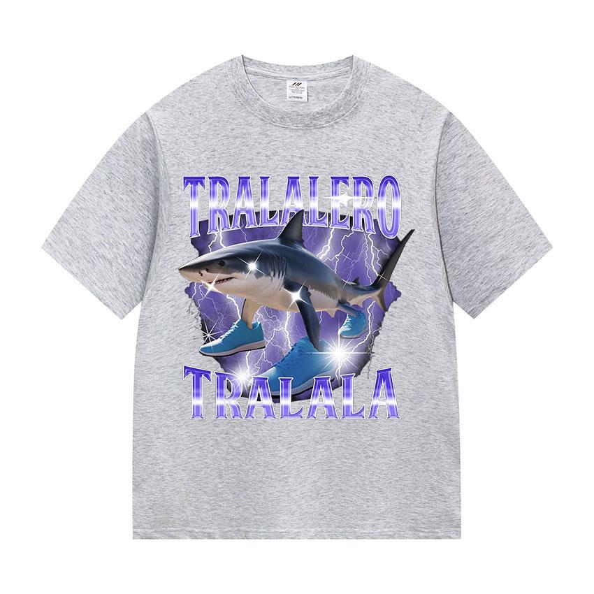Tralalero Tralala Funny Shark Meme Italian Brainrot Hot Sale 2025 T Shirts Man Woman Fashion High Quality Cotton Tees Streetwear