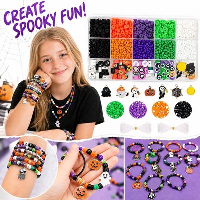 Halloween Bead Jewelry Making Kit for Bracelets with Pumpkin - DIY Set