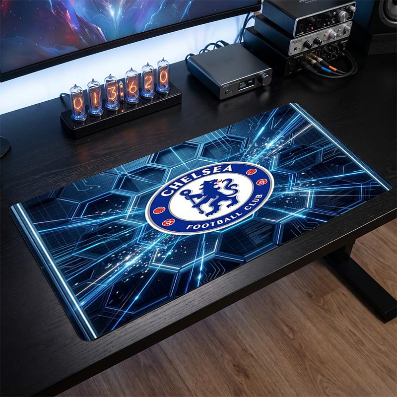 Chelsea FC Aufgedrucktes Großes Mauspads, Rutschfeste Weiche Gummi Gaming Schreibtischmatte für Büro Laptop Computer Dekoration