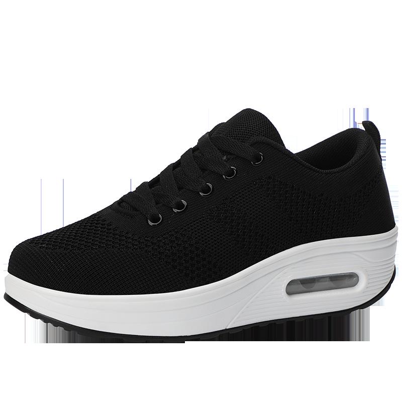 Spring new fly-woven mesh breathable sports casual shoes platform rocking shoes women's shoes air cushion shoes women