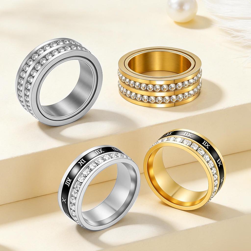 Neuer Stil Strassstein Design Edelstahl Partnerring Set