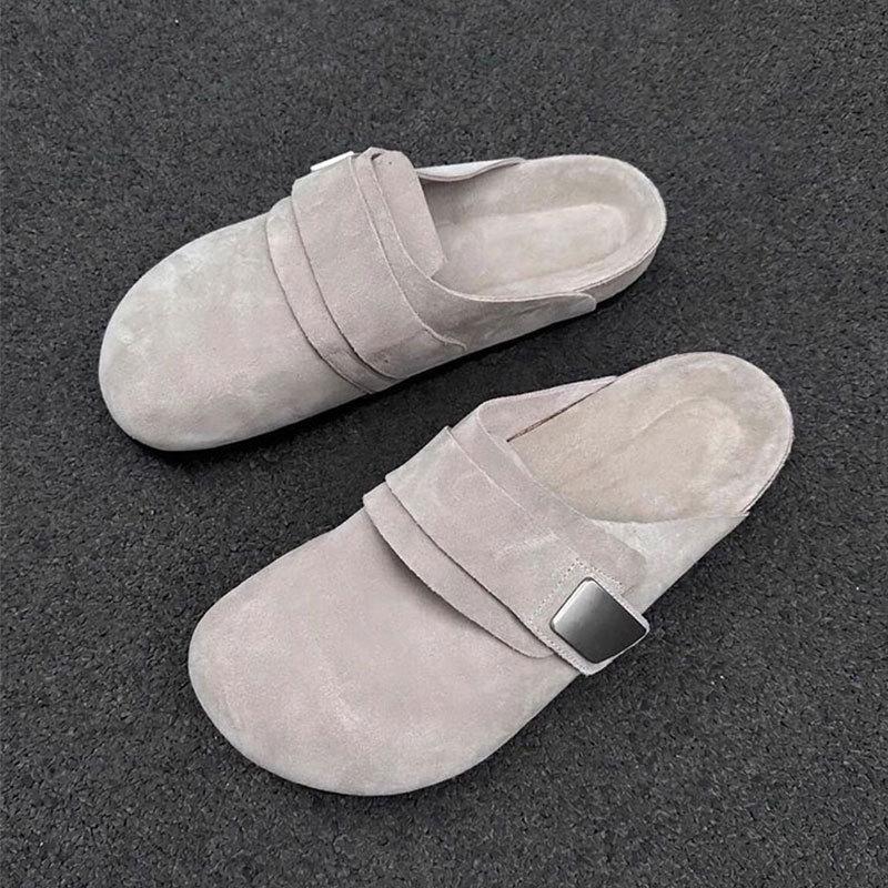 

Thick-soled fishing with one pedal Velcro Boken shoes for women s summer wear 2025 spring new Boken bag head half slippers 40 бежевый