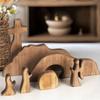 Ornement de scène de Pâques Tombeau Vide en Bois Portable Mini Décoratif Plateau Tombeau de Jésus Ensemble Ornement de Croix de Pâques DIY Cadeau