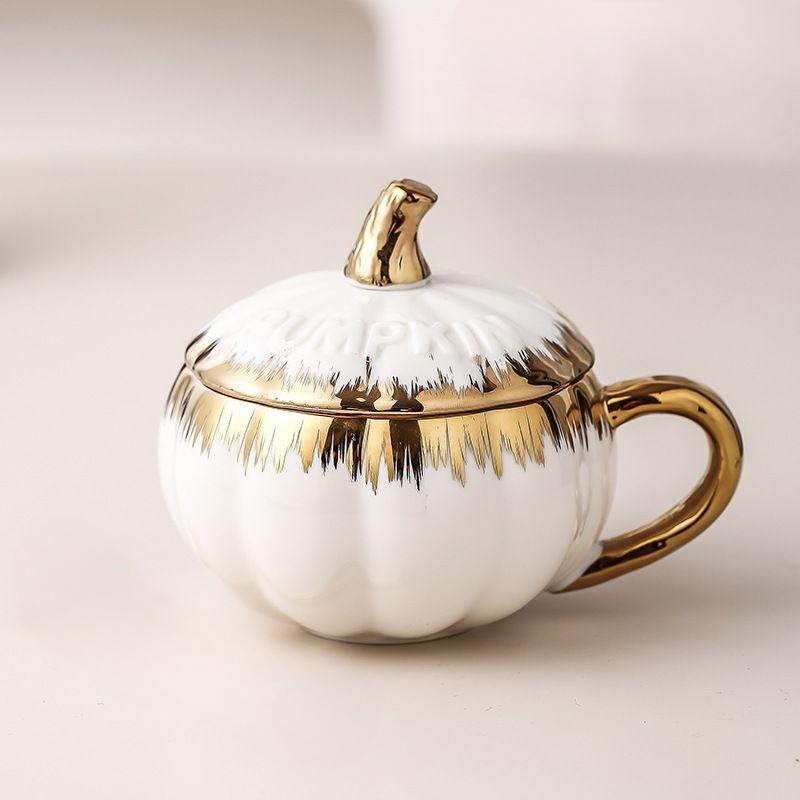 

Керамическая чашка в виде тыквы на Хэллоуин, Европейская роскошь для дома, Чашка для завтрака с овсянкой, Миска для лапши быстрого приготовления/парового яйца с крышкой, Кружка, Посуда для напитков 300ML