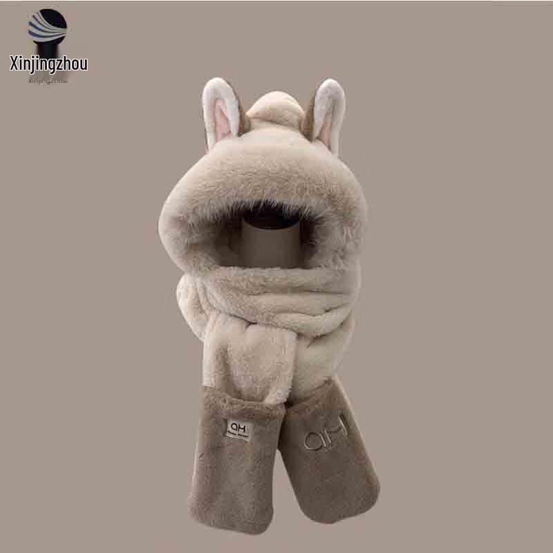 Пушистый зимний комплект: шарф, перчатки и шапка для катания на лыжах