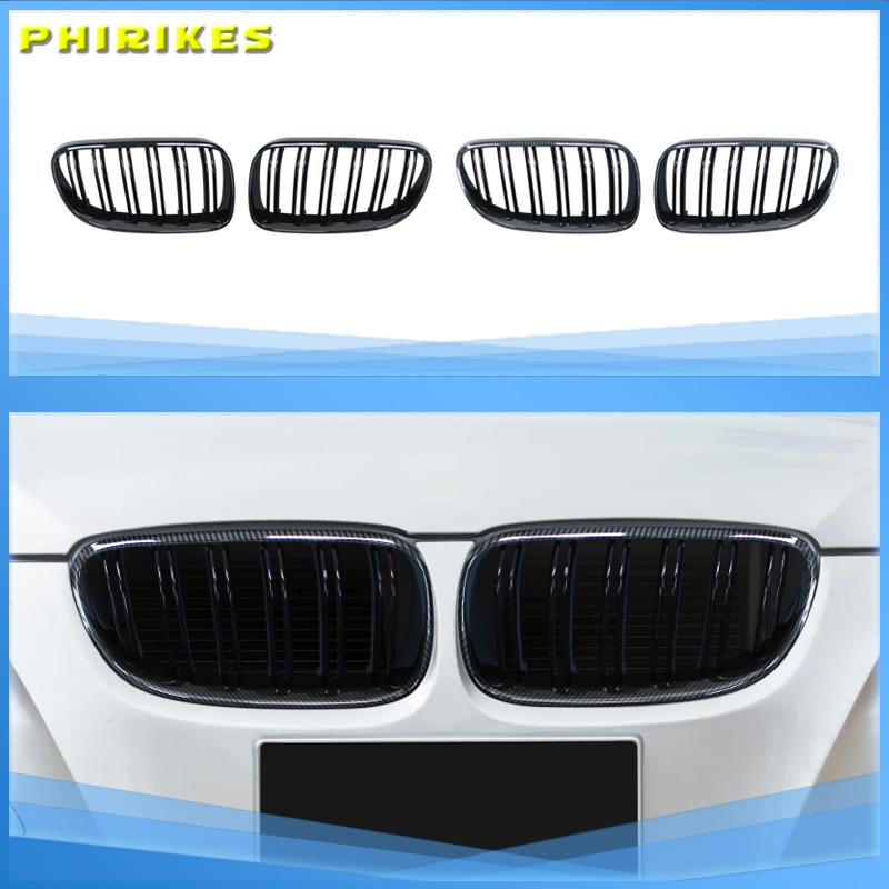 2Pcs Car Style Black Front Kidney Double Slat Grill Grille for-BMW E92 E93 3-Series 328I 335I Coupe LCI 2010-2013
