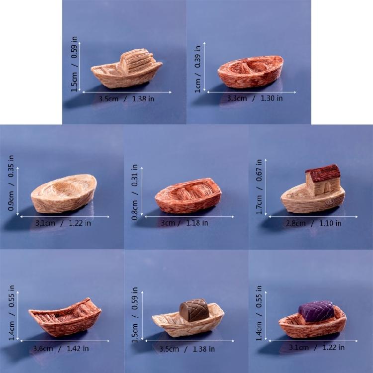 8Pcs Resins Miniature Boats Figurines Jiangnan Styles Decorative Ornaments for Garden Landscape and Desktop Shelf Decors