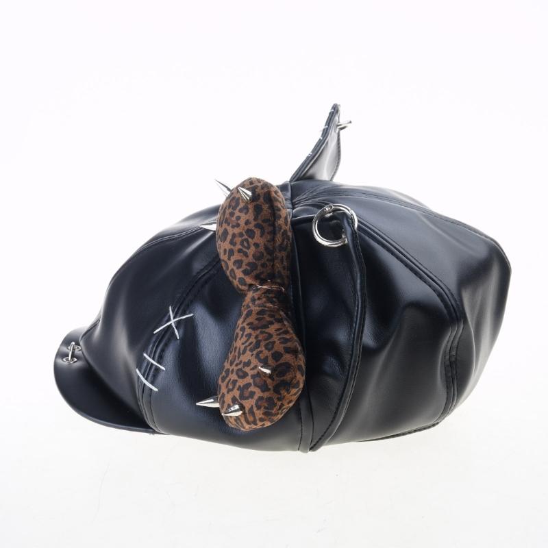 Rivet Studded Beret Hat for Lady Girl Fashion 2000s Octagonal Hat Driver Hat Girl Skull Caps All Matching Rocker Hat