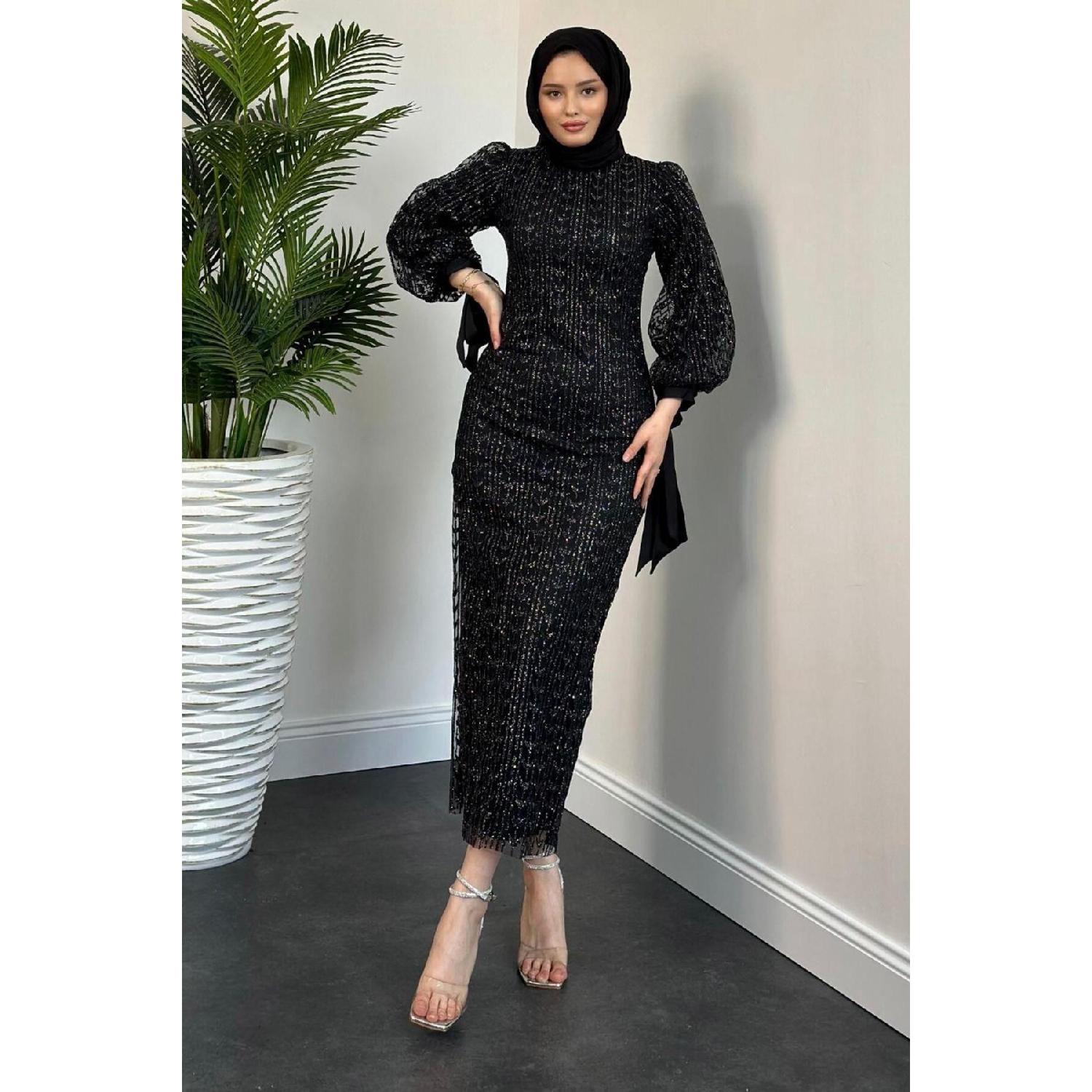 

Didem Glitter Pencil Evening Dress Black 36 чорний