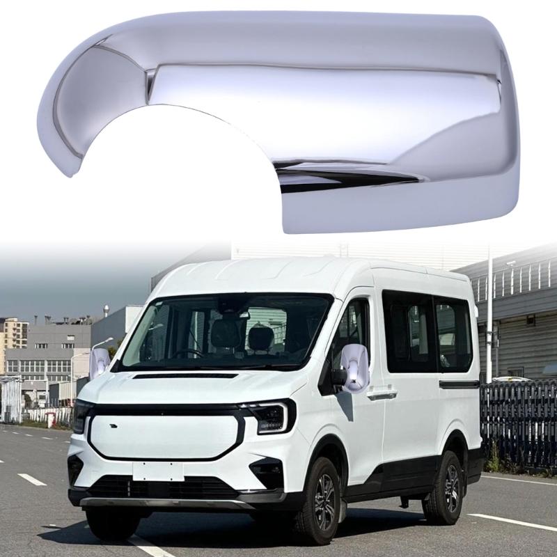Pár vylisovaných krytů vnějších zrcátek pro Transit MK6 MK7, Reflexní stříbrné plastové náhrady pro obnovu opotřebovaných nebo poškrábaných stávajících krytů