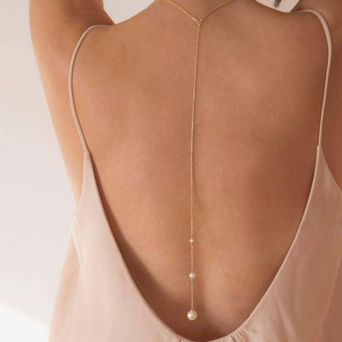 

Fashionable Long Tassel Body Chain For Women Bridal Backless Dress Jewelry Necklace Party Accessories золотой