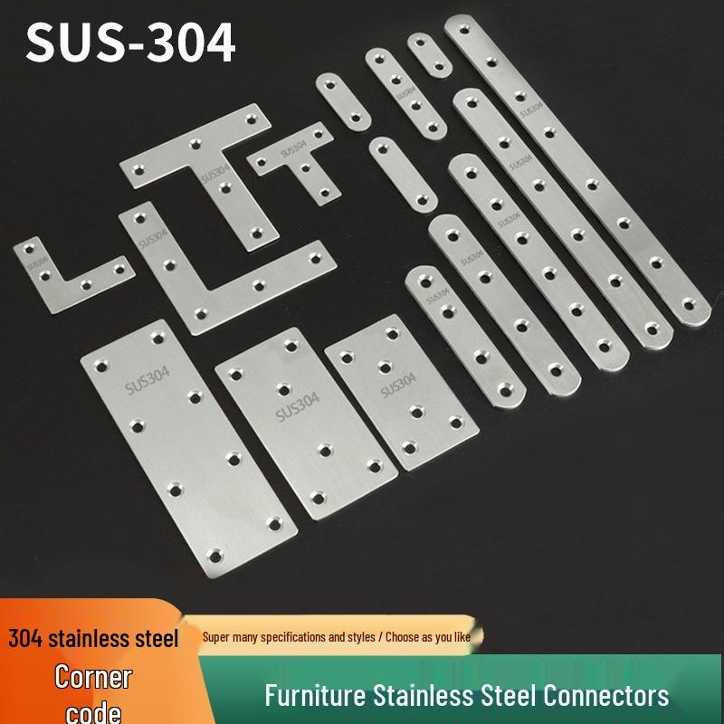 304 Stainless Steel Right Angle Bracket - L-Shaped Shelf Support Connector No.1 - Straight Plate 37x16 [304]