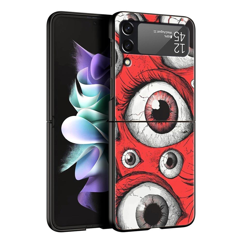 Spooky Scary Red Eye Hard PC Phone Case For Samsung Galaxy Z Flip 7 6 5 4 Black Cover For Galaxy Z Flip 3 Foldable Shell Fundas