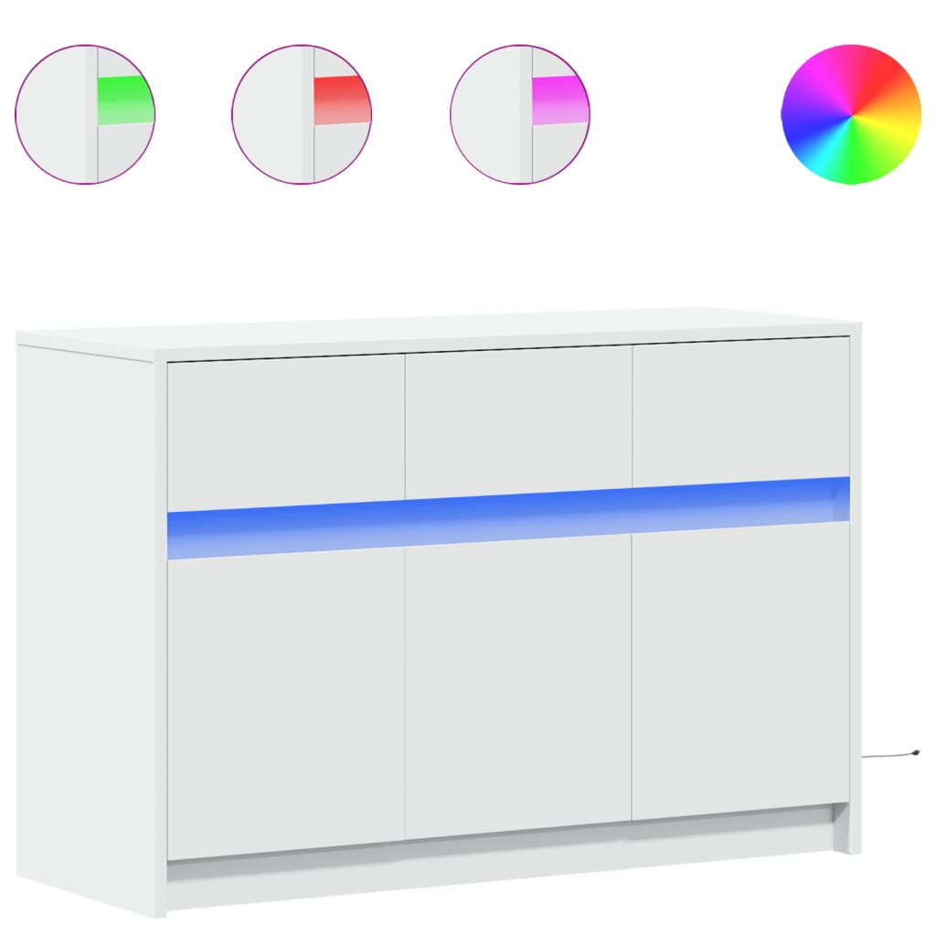 Vidaxl TV Cabinet with LED, White, 91X34X61 Cm, Wood-based Material