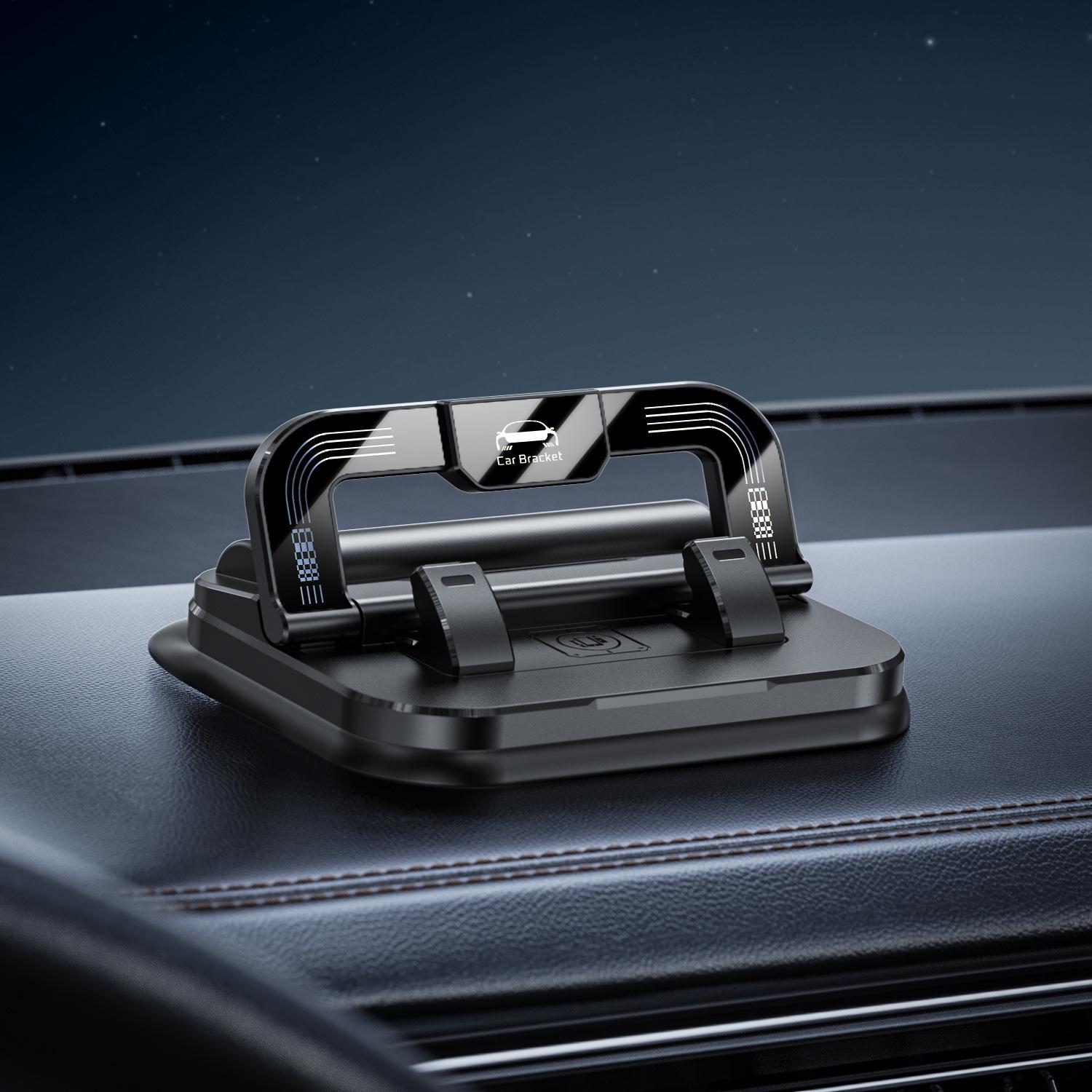

Dual Car Holder: Foldable Dashboard Mount & Rotating Phone/Number Plate Holder for Navigation