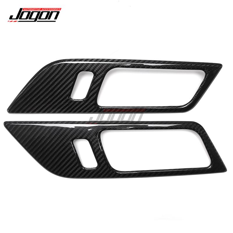 2PCS Carbon Fiber Car Interior Window Side Door Handle Panel Cover Trim For Ford Mustang S650 GT Ecoboost Dark Horse 2024 2025