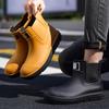 Men's Stylish Non-Slip Waterproof Short Rain Boots with Thick Velvet Lining