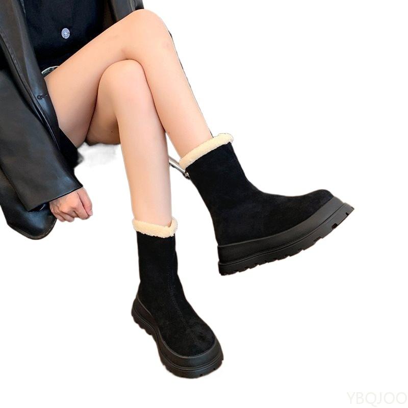 Retro Casual Comfortable Women's Shoes New Winter Thick Soled Round Toe Cotton Boots Warm Fashionable Versatile Snow Boots