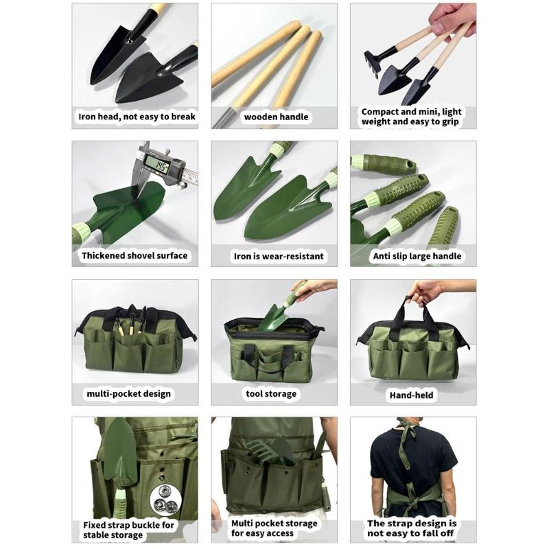 Lightweight Garden Tool Kit Includes Apron Storage Bag Hoe Shovel For Outdoor Yard Work Vegetable Gardening Tool
