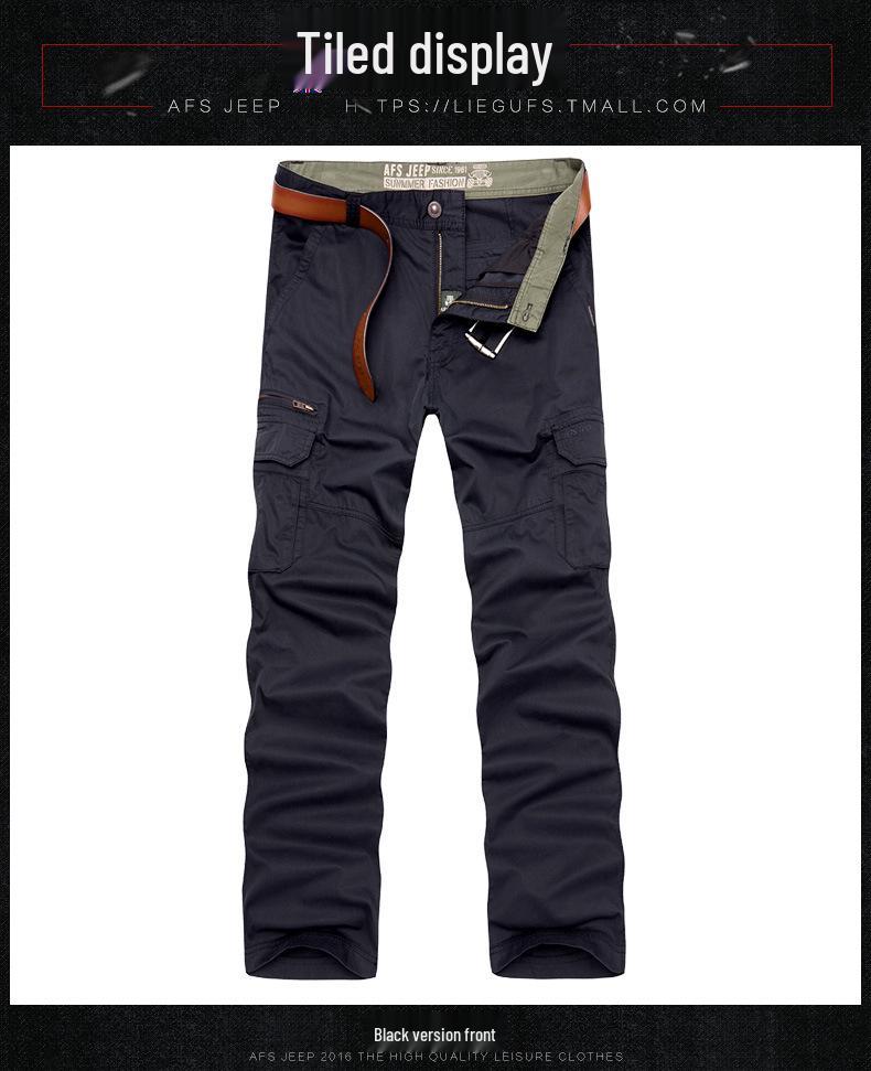 2017 Men's European & American Khaki Multi-Pocket Washed Cotton Pants - Style 9913