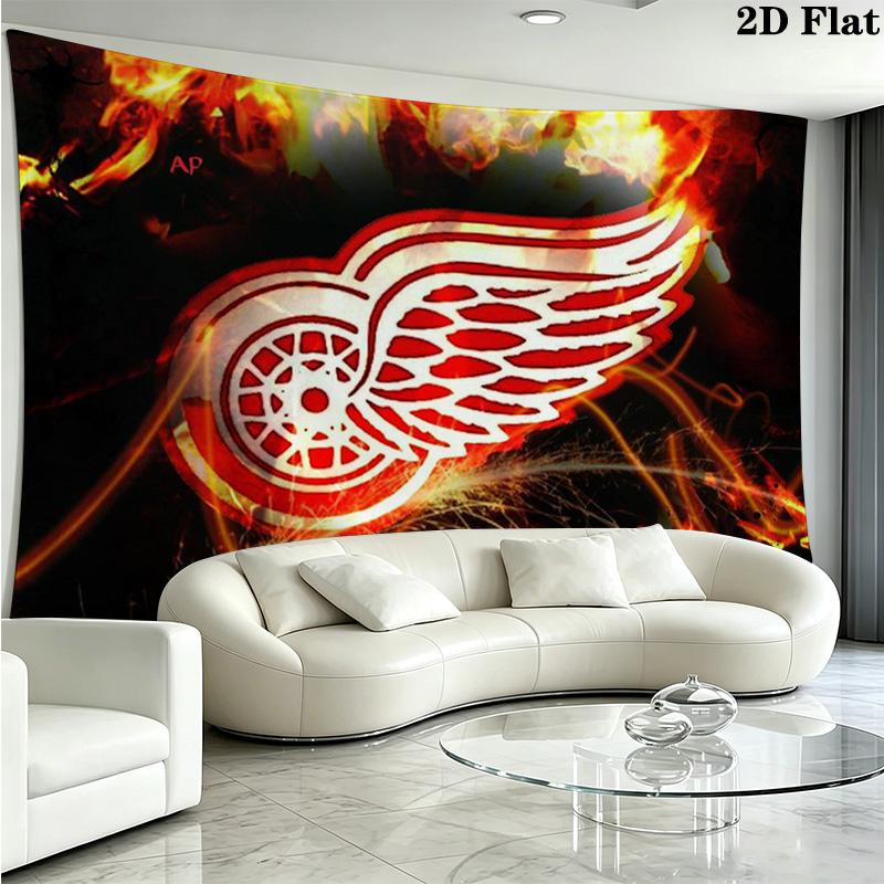 Detroit Red Wings logo Wall Tapestry Aesthetic Wall Hanging Printed Fabric Blanket Decorative Tapestries for Bedroom Living Room Home Decor