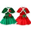 Red Velvet Material Santa Claus Costume Sweet Style Princess Dress  New Year Carnival