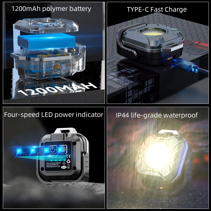 1/2/3PCS New outdoor mini portable camping light with magnetic function COB keychain light emergency maintenance lighting