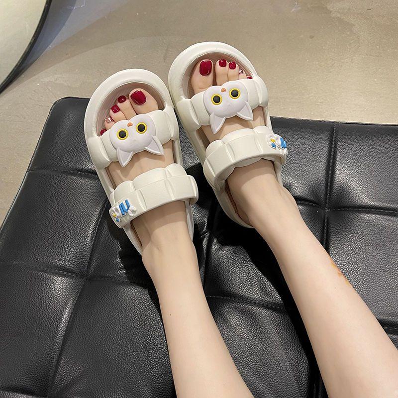 Sandals Female Summer Thickened Soft Bottom Non-slip Anti-odor Dual-use Sandals Cute Students Home Shoes