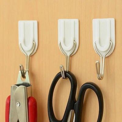 6 Pcs Household White Strong Sticky Coat Hanger Universal Hook To Hang Clothes and Debris Convenience Product Accessories Tools
