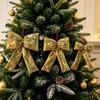 Sequin Decor Tree Ornament Shiny Surface Bow Pendant Easy Hang Christmas Bow  Festive Display