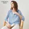 Women's Silk Blend Hooded Long Sleeve Loose Knit Cardigan