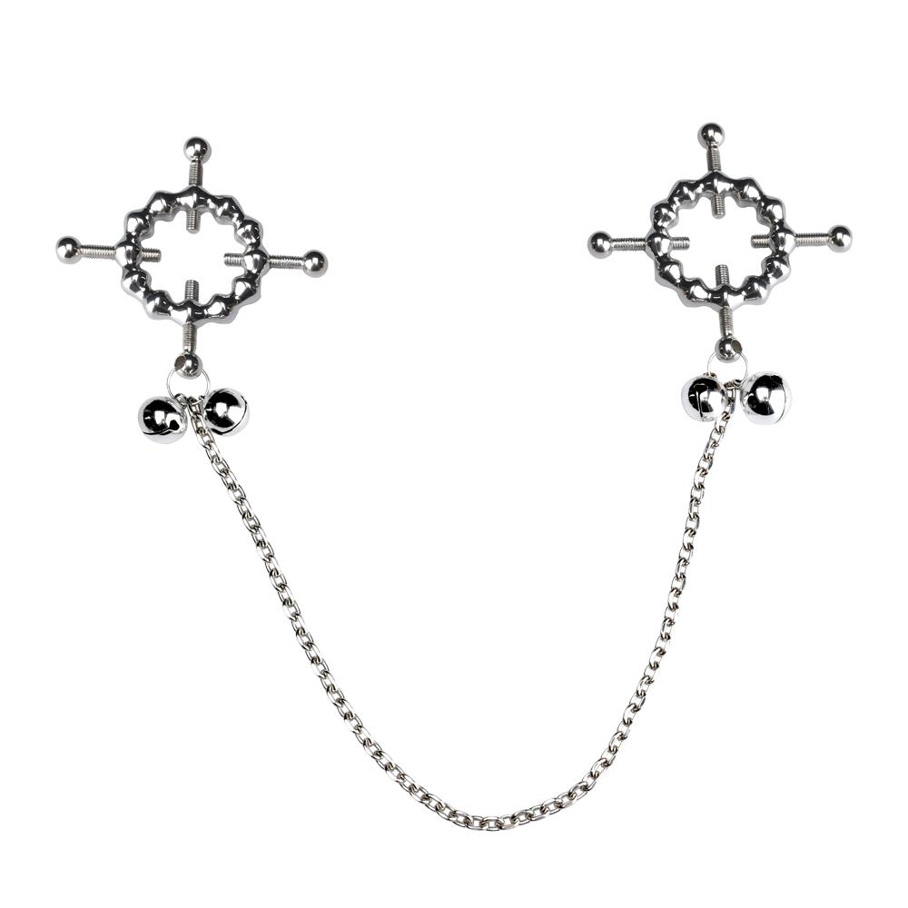 FRRK Nipple Clamps Rounded Special Nipple Leather Bondage Chain Clips Breast Nipple Clamp Stimulation for Women SM Toy, Faak Toy