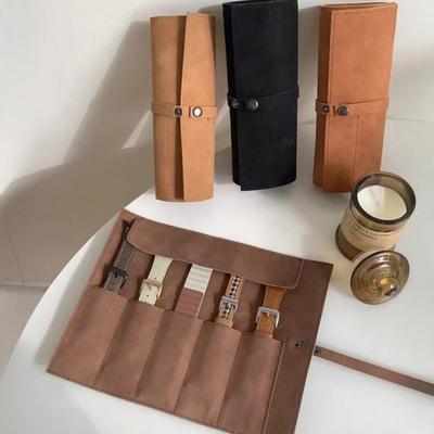 Watch Straps Storage Bag Imitation Leather Holds 5 Straps Watch Strap Storage Pouch Multi-compartment Watch Band Organizer