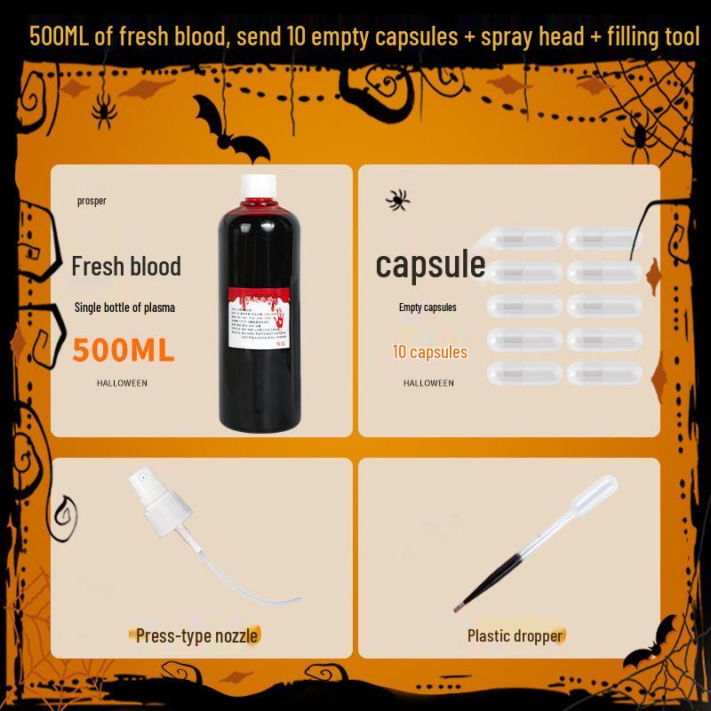 Edible Plasma Fake Blood Spray & Vomiting Blood Capsule for Halloween Makeup & Film Pranks
