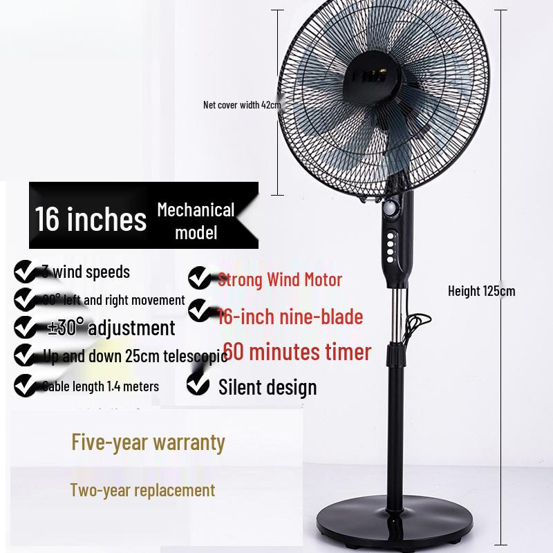 Silent Energy-Saving Oscillating Floor Fan with Remote & Timer