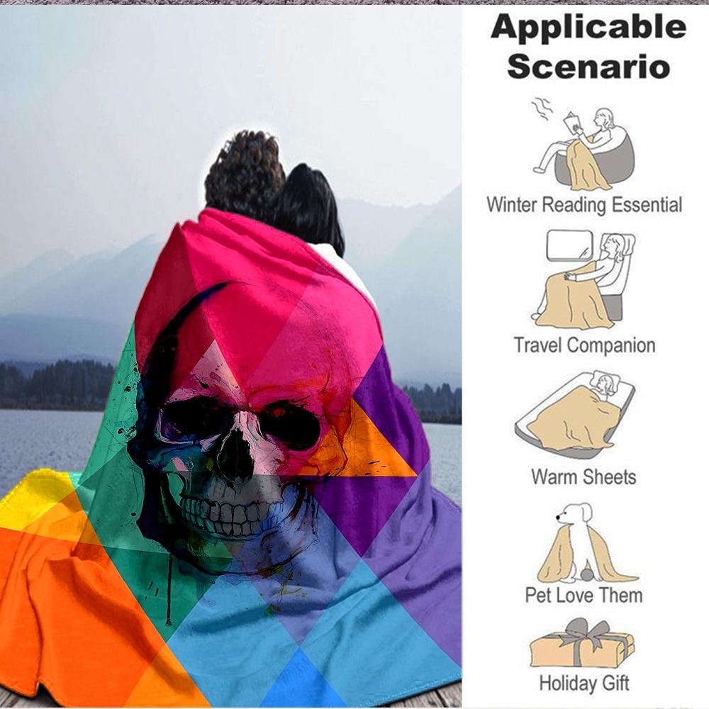 1 Stück Schädel Spektrum Decke, Leichte Flanell Überwurfdecke für Sofa, Bett, Reisen, Camping, Wohnzimmer, Büro, Couch, Stuhl und Bett