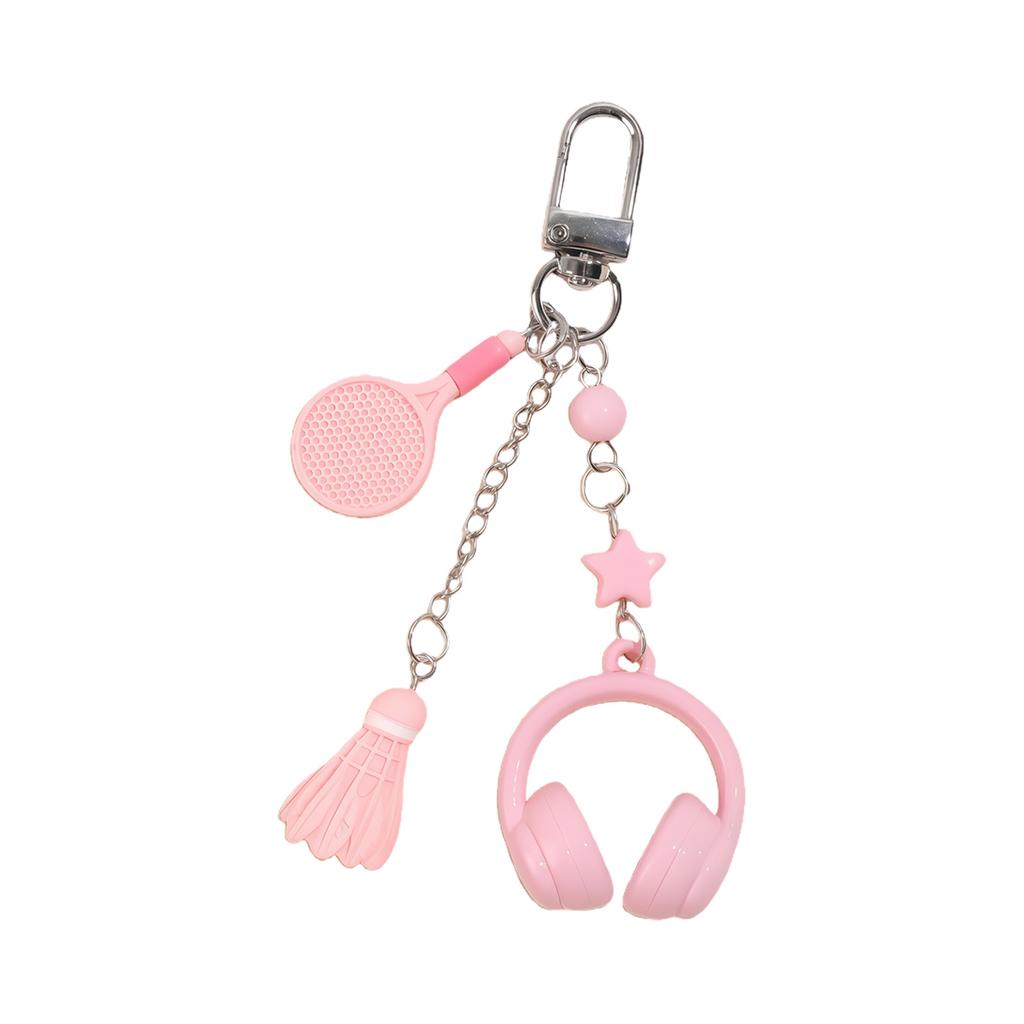 Practical Keychain Accessory Music Themes Unique Headphones Badminton Styles Hanging Ornament for Birthdays Sports Event