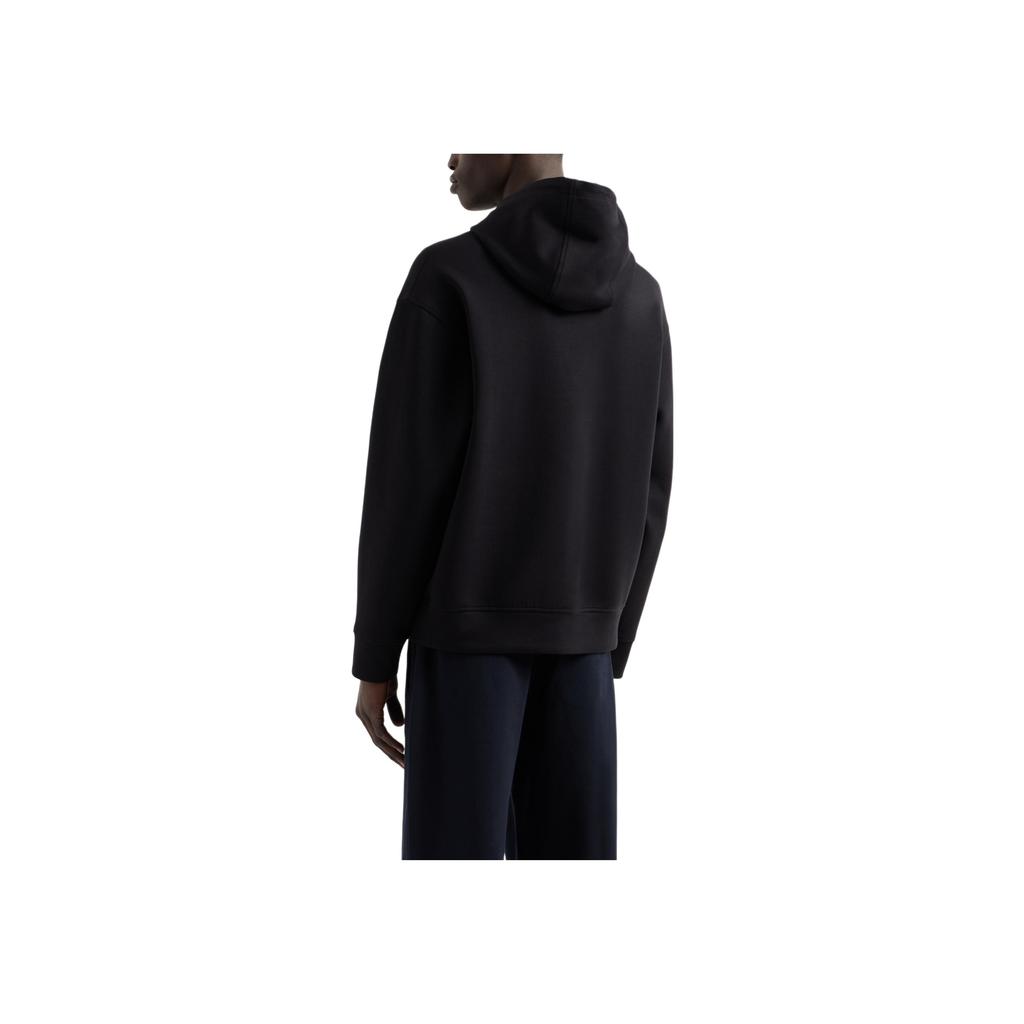 Emporio Armani Velvet Eagle Logo Cotton Stretch Fitted Long Sleeve Hoodie Men Hoodies Black EM001065-AF10013-UC001