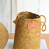 Natural Straw Flower Basket Flower Basket Ornament Bamboo Living Room Woven Flower Arrangement Hanging Portable Hanging Handmade Indoor Flower Basket