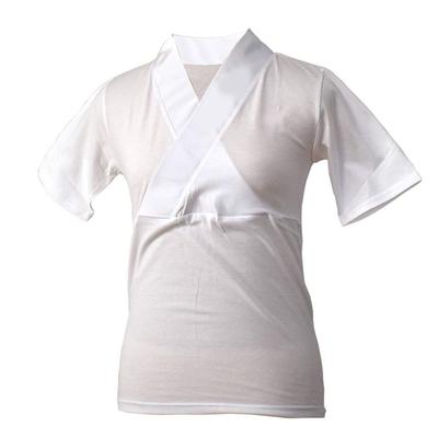 [Stylish Kimono Iroha] T-shirt and Half-Length Undergarment for Women, White, with Collar, 100% Cotton (LL)