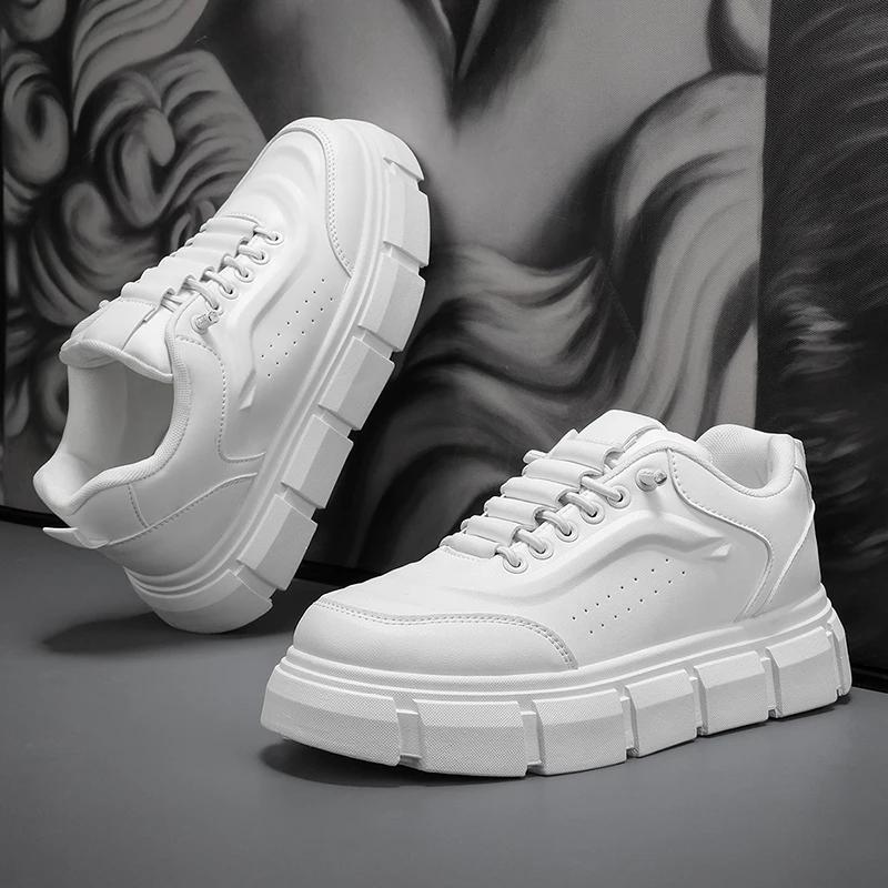 

New Casual Shoes for Men 2025 Men s Oxford Shoes Retro Luxury Leather Shoes Fashion Breathable Sneakers Handmade Platform Boot 44 белый